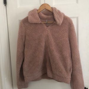 Dusty rose teddy jacket Sz. M